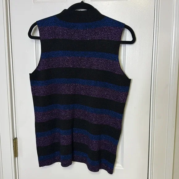 Black and Purple Sleeveless Tank Top with Stripes - Picture 7 of 7